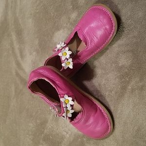 Pipsqueaks soft fuschia leather velcro strap white daisies toddler EU 26/ US 9